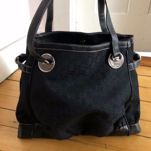 Gucci Black GG Monogram Canvas Bag / Tote